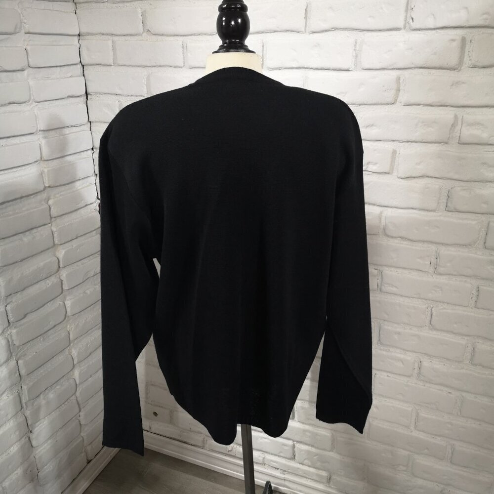 New Edition Ladies Size Large Black Merino Wool Blend Button Front Cardigan - Picture 2 of 12